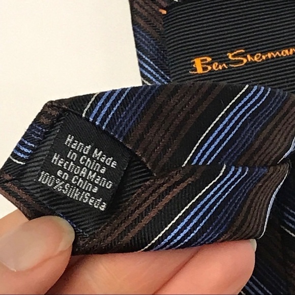 Ben Sherman 100% Silk Striped Necktie - Picture 6 of 9